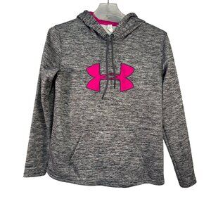 Under Armour Womens  Size Medium ColdGear Hoodie Gray Heather With Pink Logo
